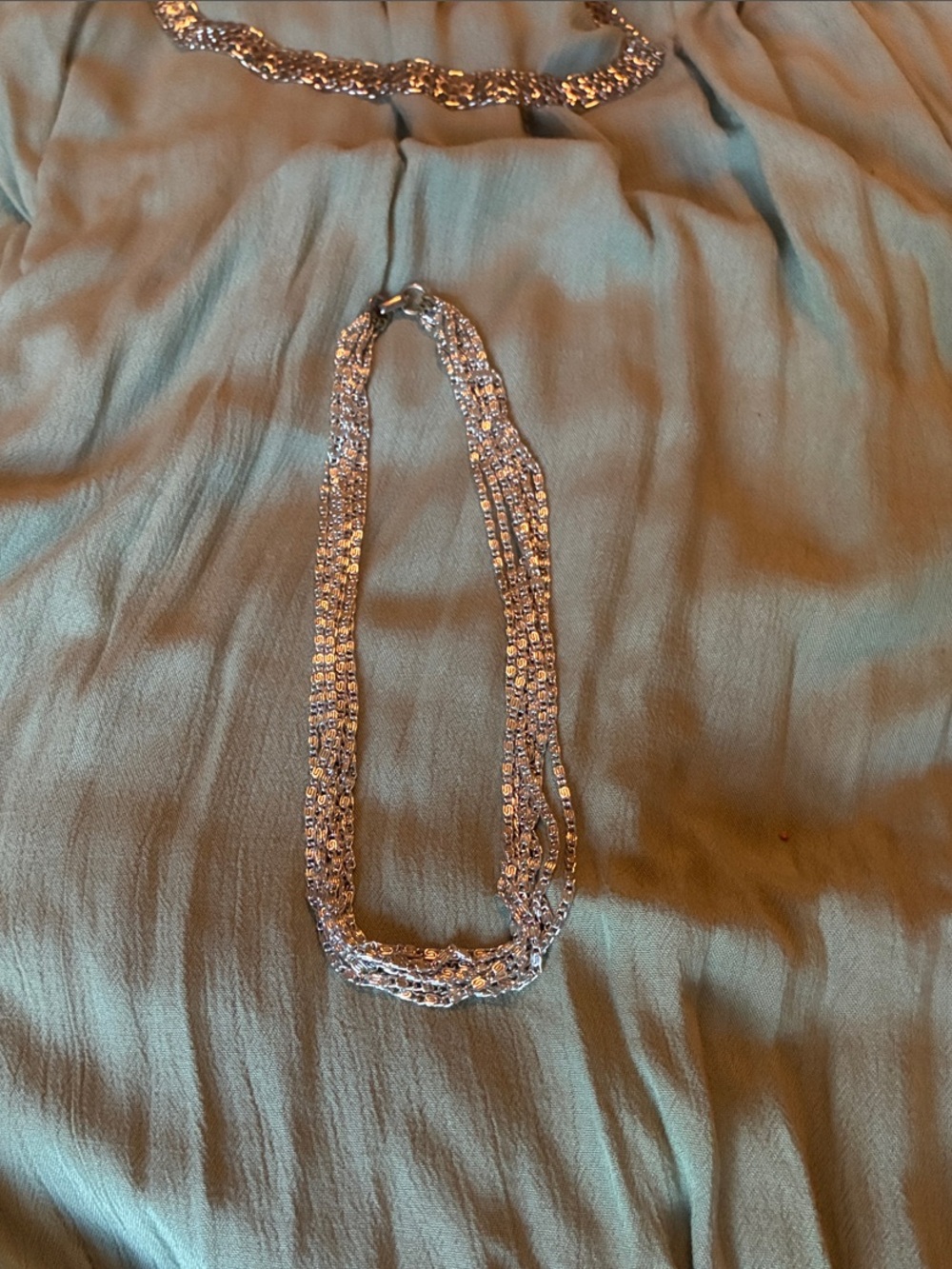 Sarah Coventry Silver-Tone Multi Strand Crystal Necklace